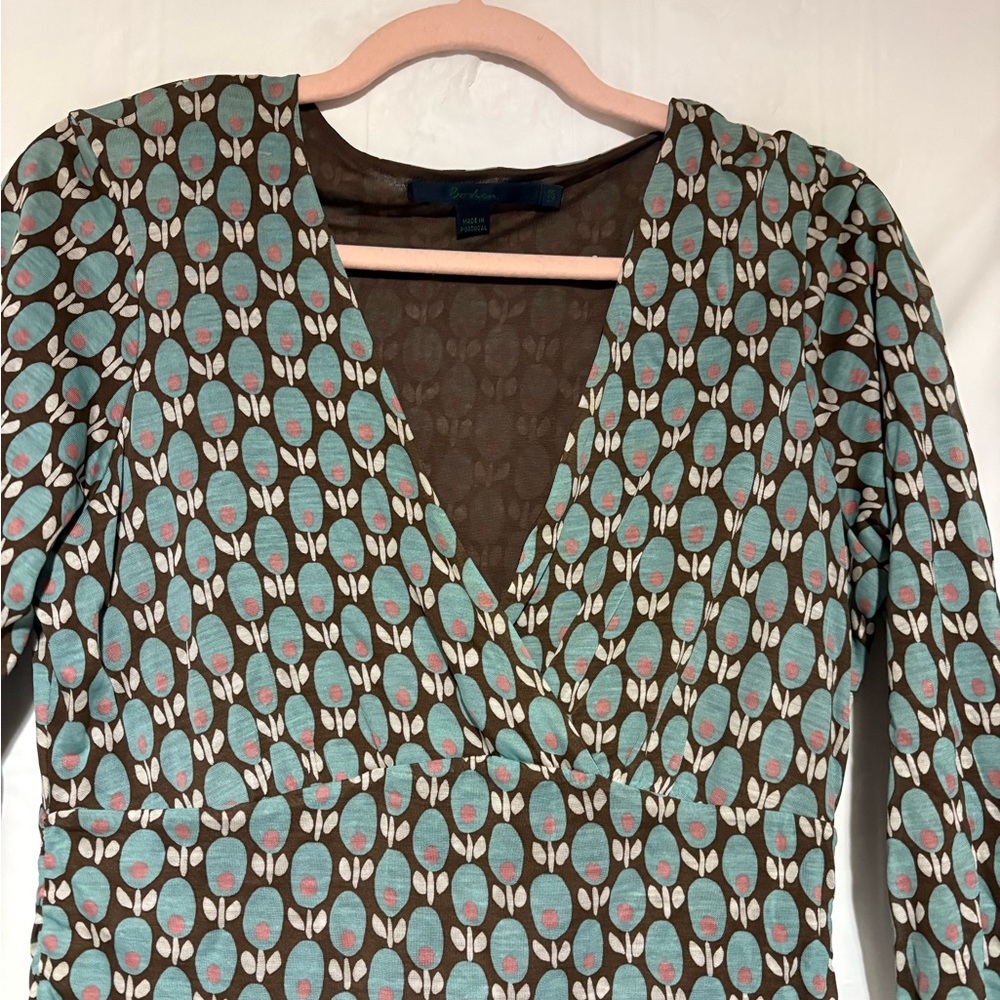 Boden Elegant V-Neck Long Sleeve Dress - Picture 5 of 9